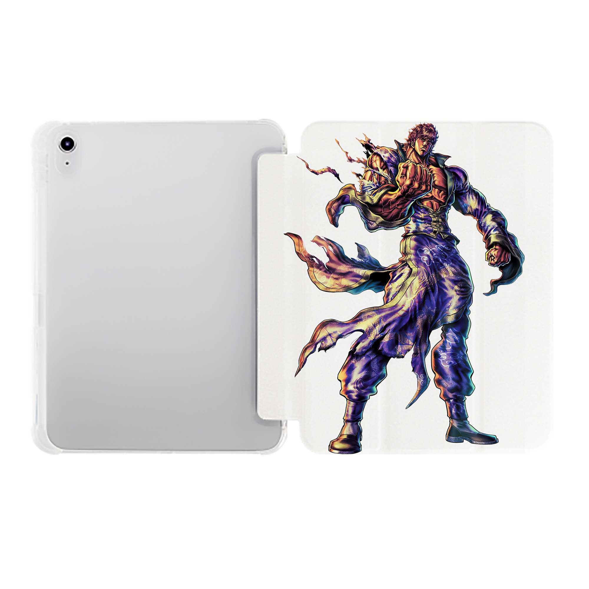 （画像用） 北斗の拳 Fist of the North Star IPad ケース ペン収納付き 三つ折りスタンド PUレザー×シリコン 対応機種9.5/10.5/10.9インチ